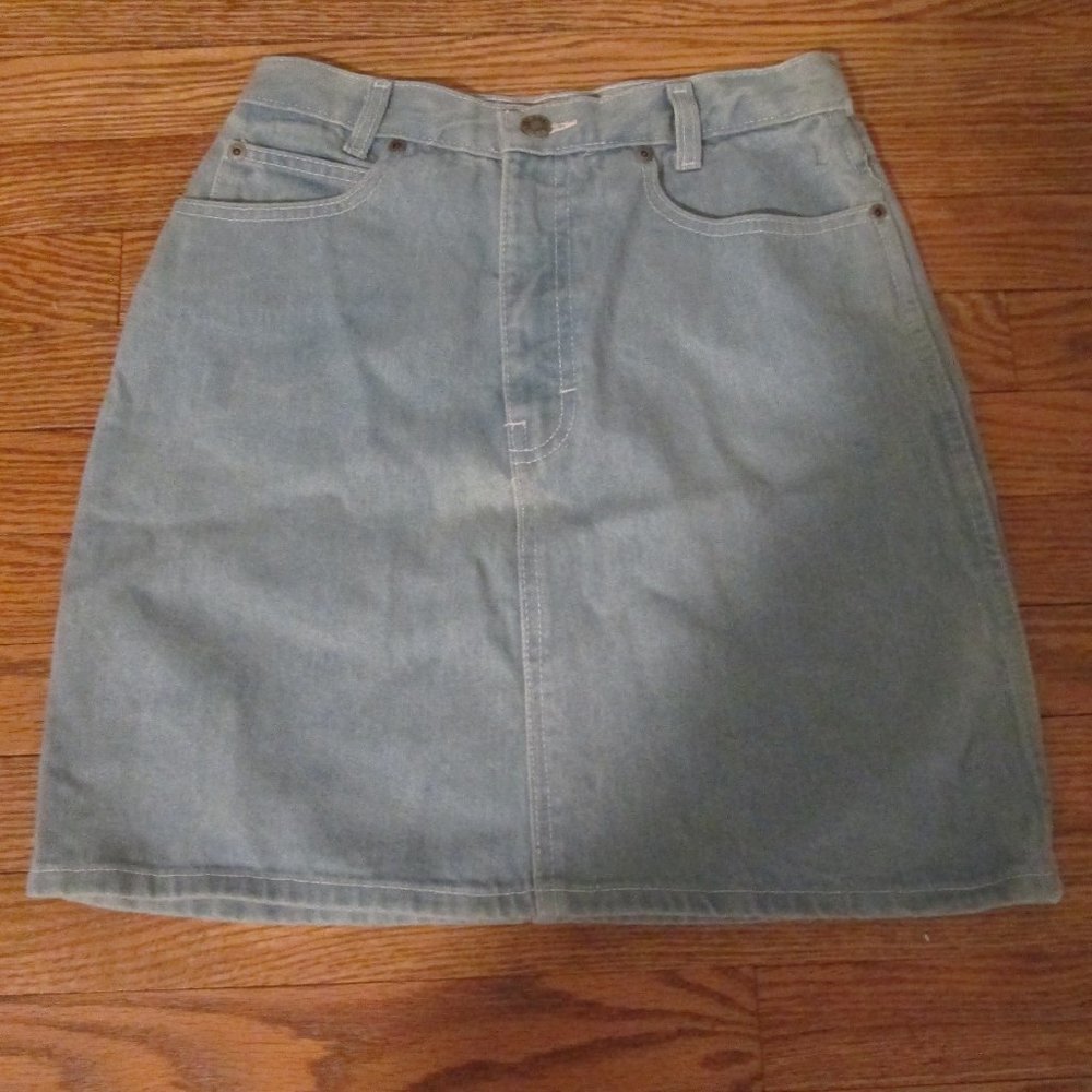 Calvin Klein Vintage 100% Cotton Made in USA Blue Jean Denim Skirt sz 9